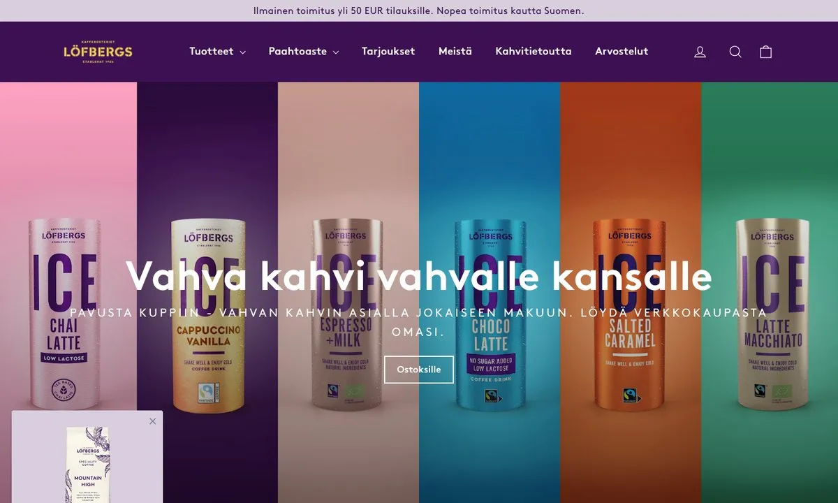 Löfbergsin verkkokaupan etusivu
